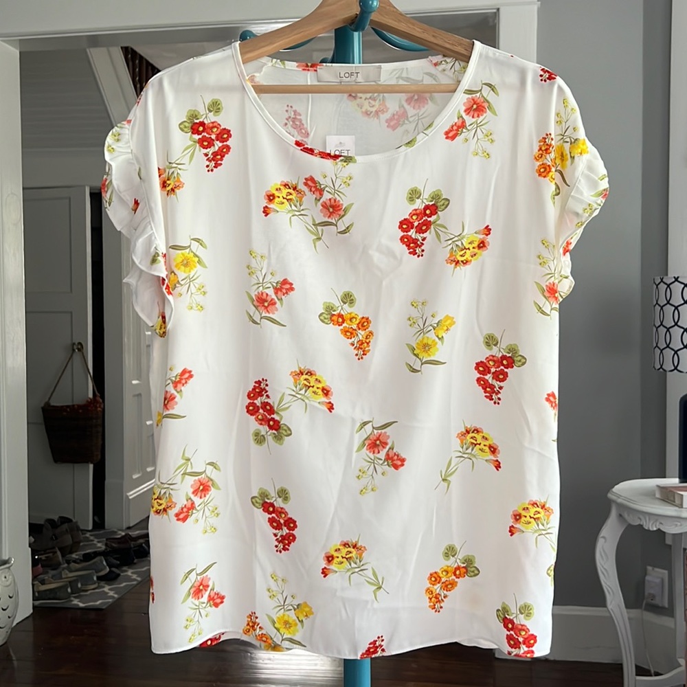 Loft floral mixed media top